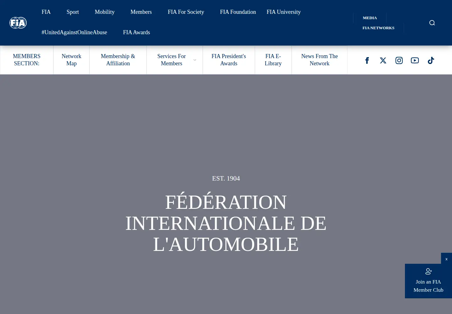 Screenshot of fia.com