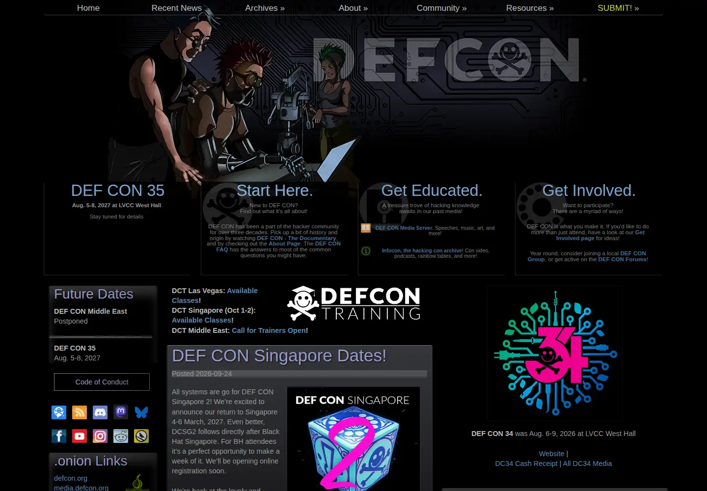 Screenshot of defcon.org