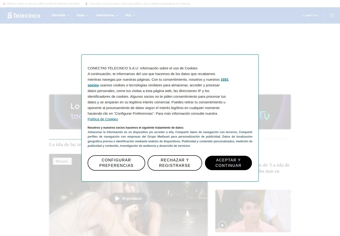 Screenshot of telecinco.es