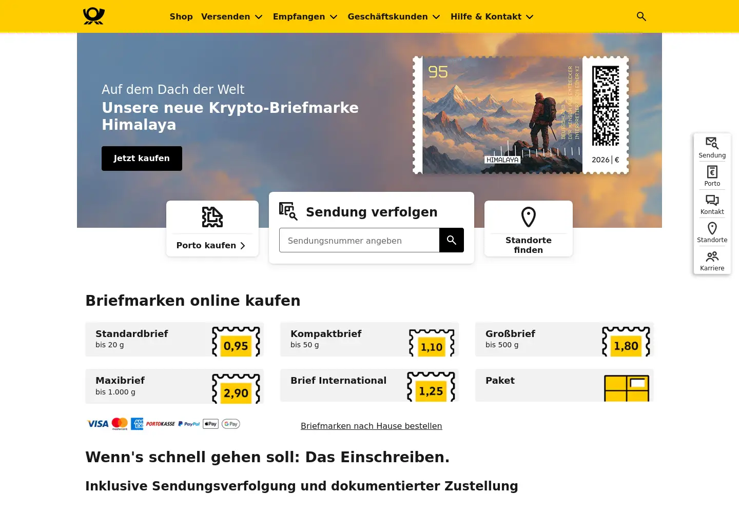 Screenshot of deutschepost.de