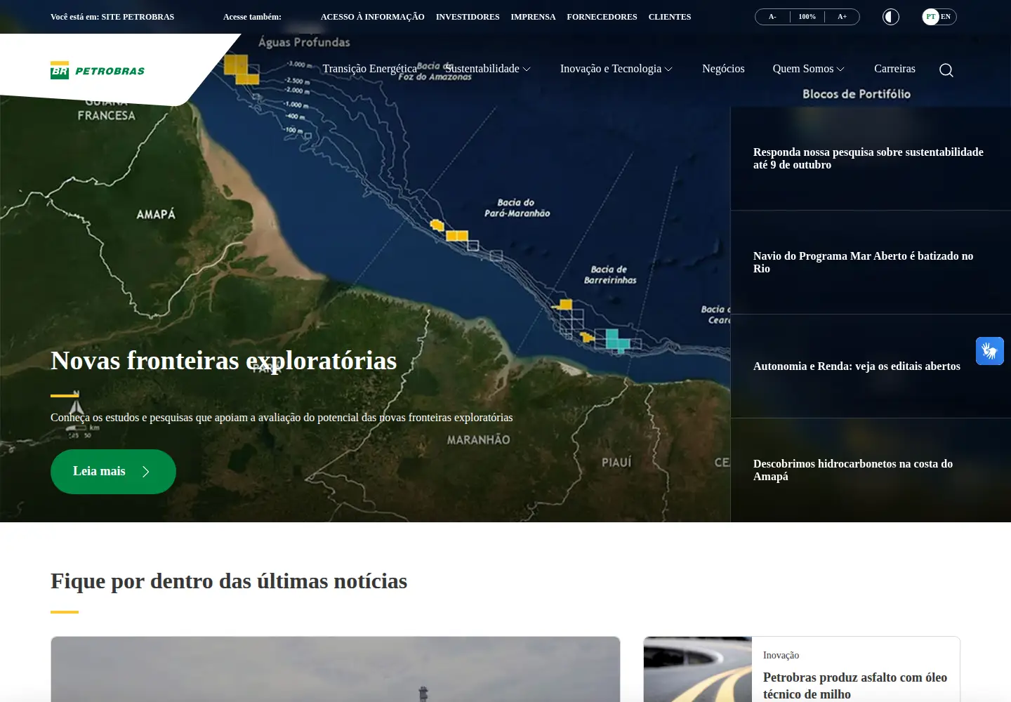 Screenshot of petrobras.com.br
