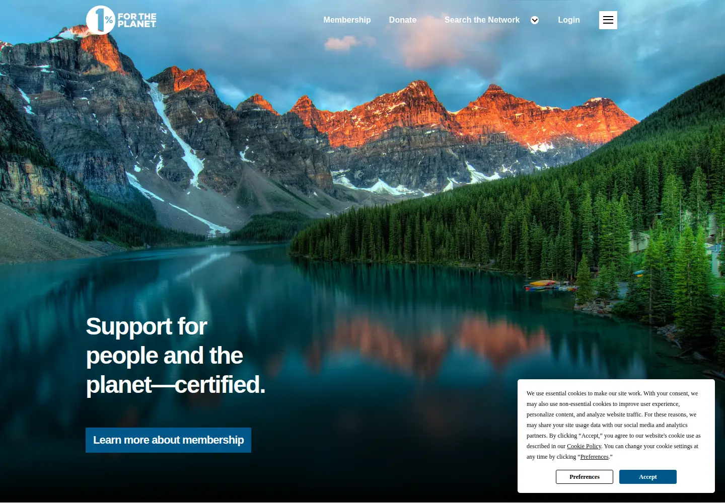 Screenshot of onepercentfortheplanet.org