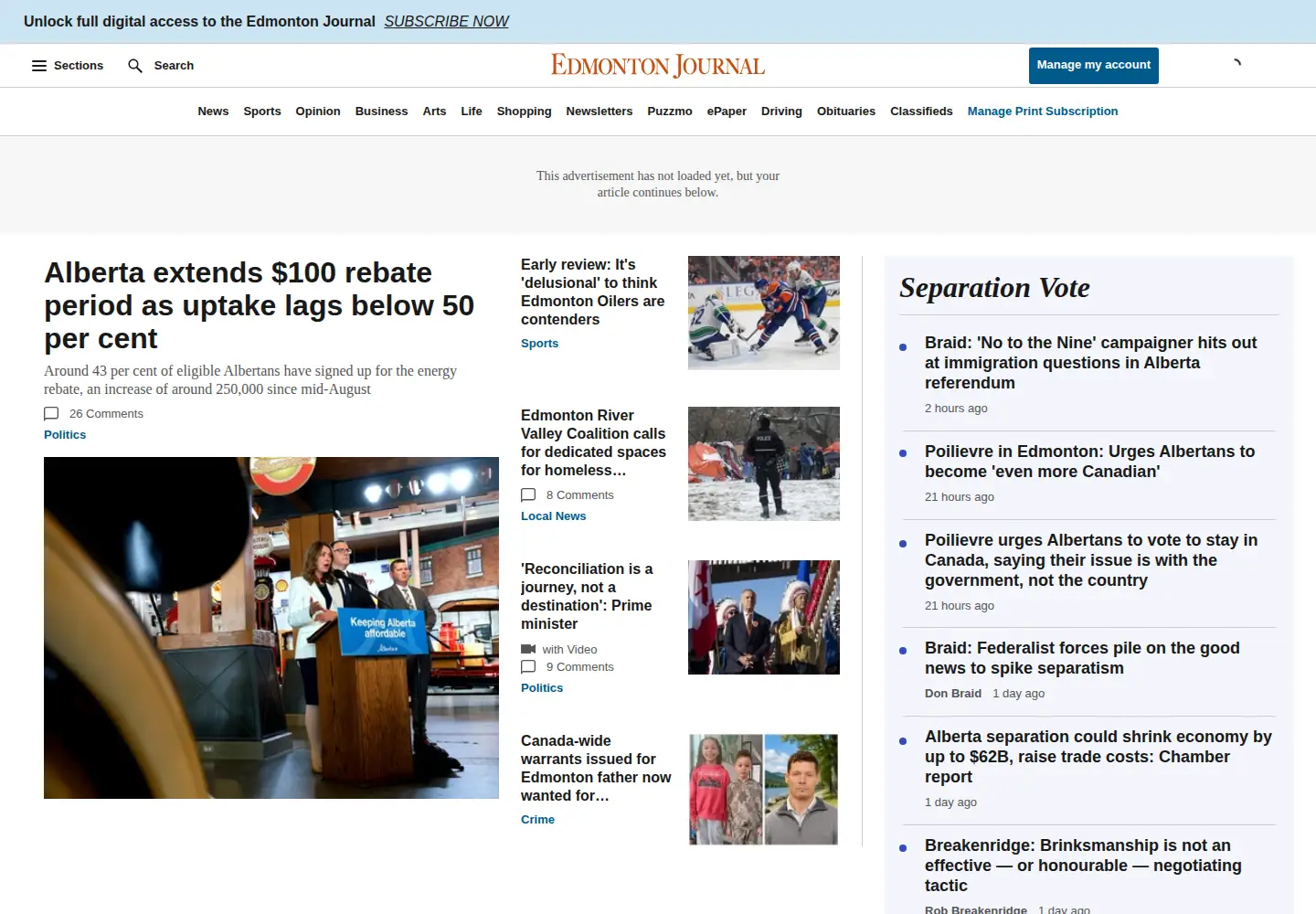Screenshot of edmontonjournal.com