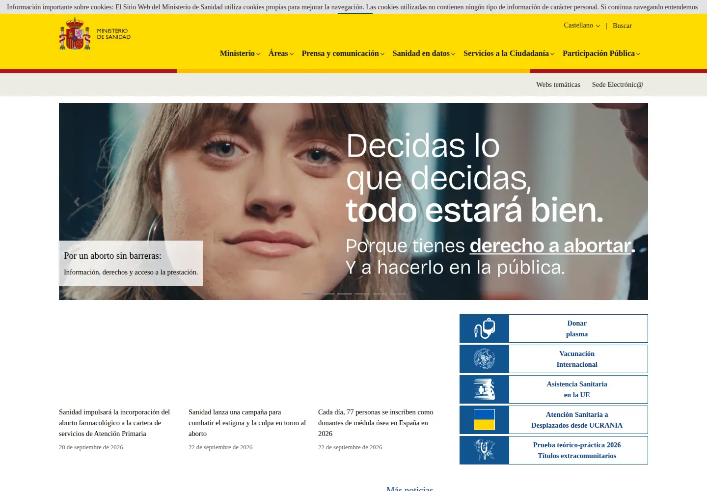 Screenshot of sanidad.gob.es