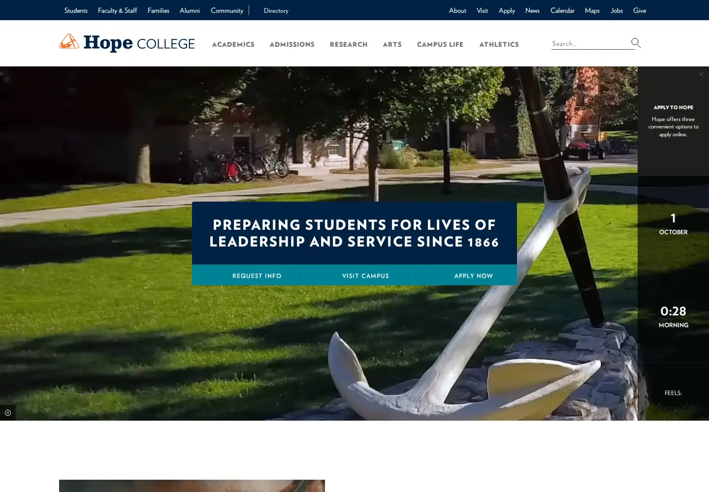 Screenshot of hope.edu