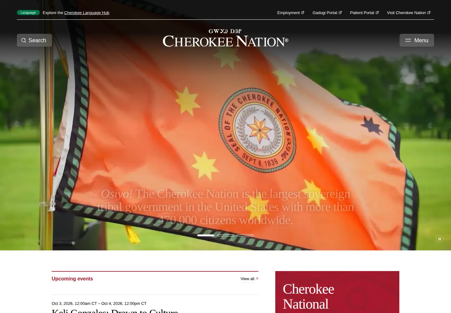 Screenshot of cherokee.org