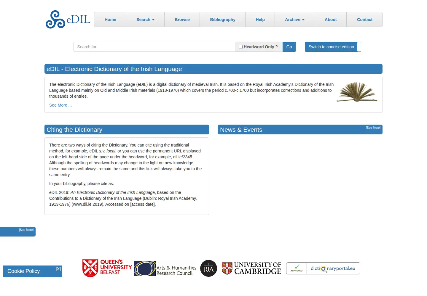 Screenshot of dil.ie