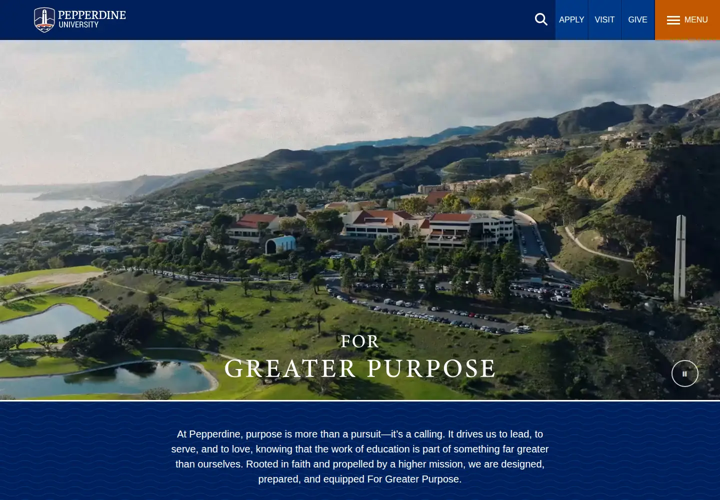 Screenshot of pepperdine.edu