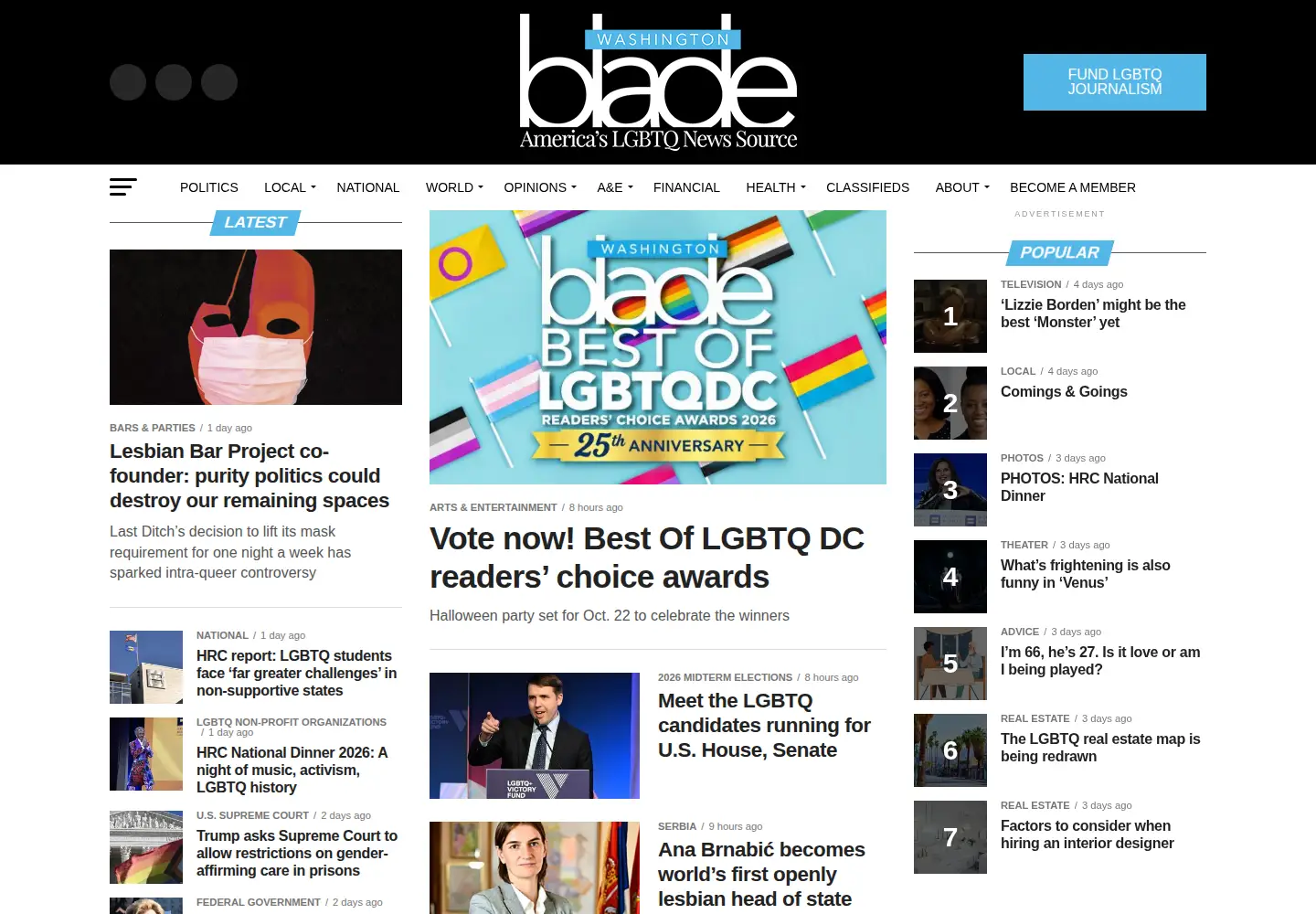 Screenshot of washingtonblade.com