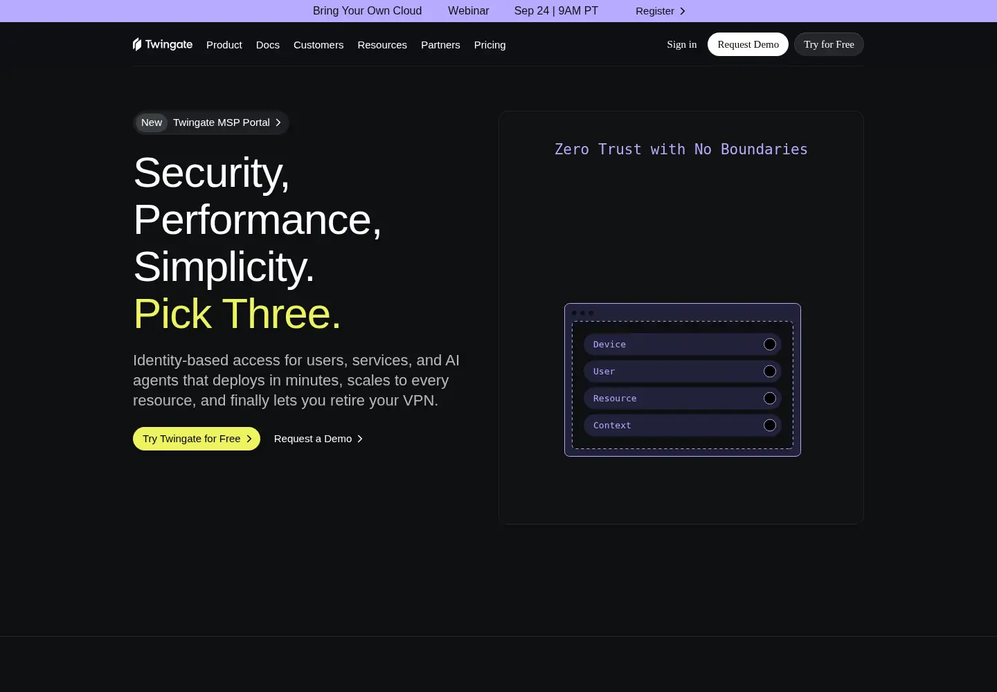 Screenshot of twingate.com