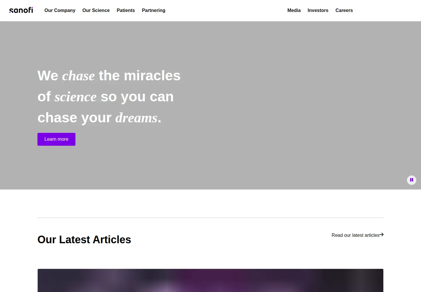 Screenshot of sanofi.com