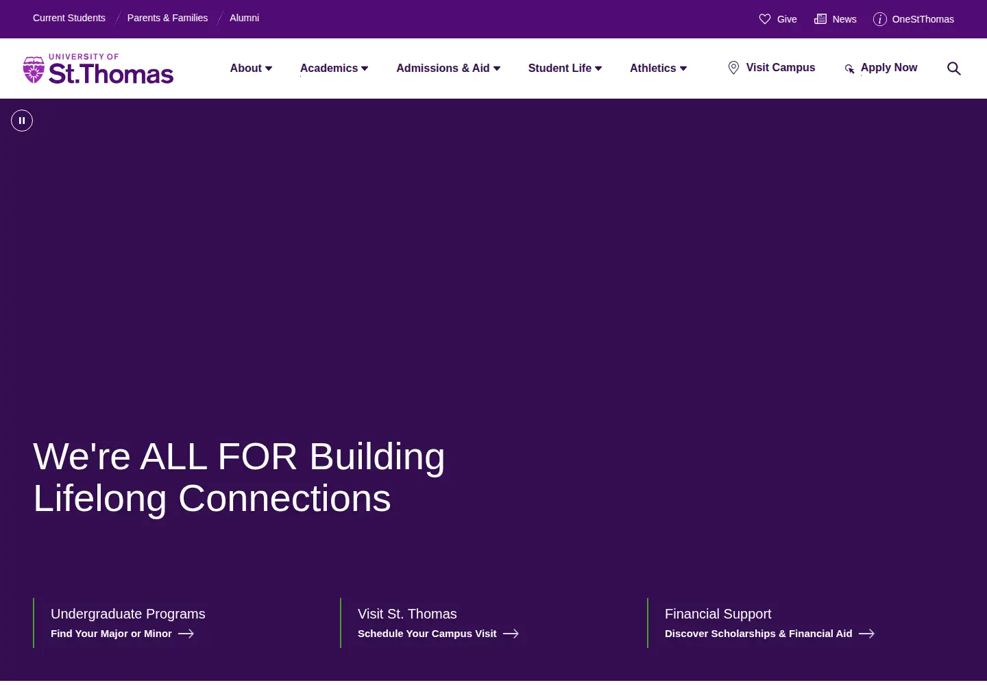 Screenshot of stthomas.edu