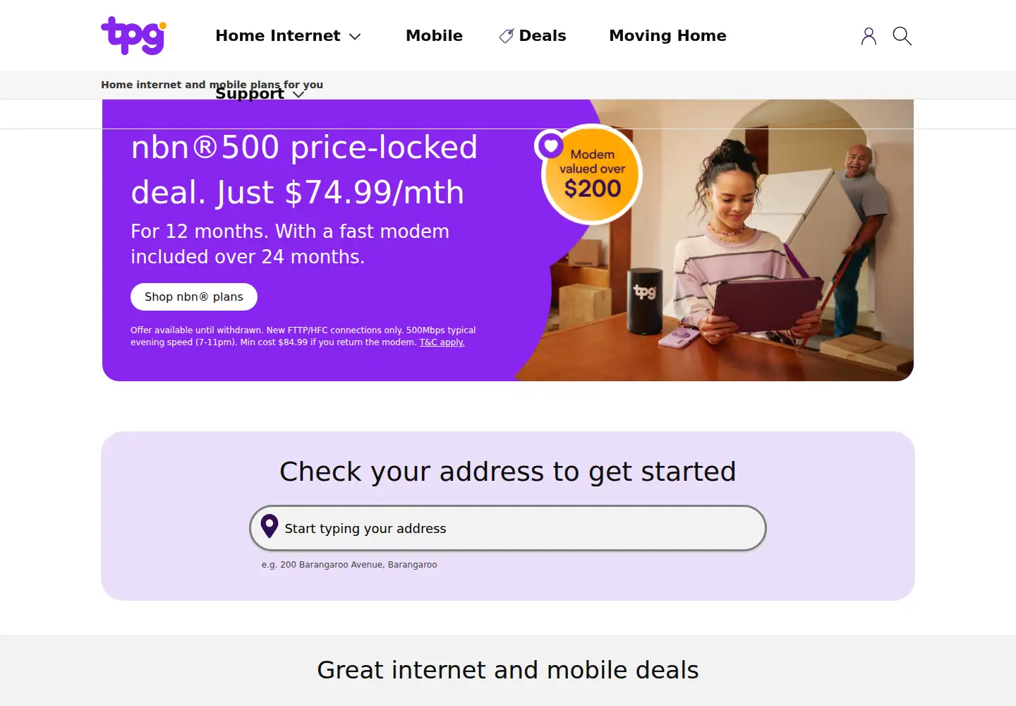 Screenshot of tpg.com.au