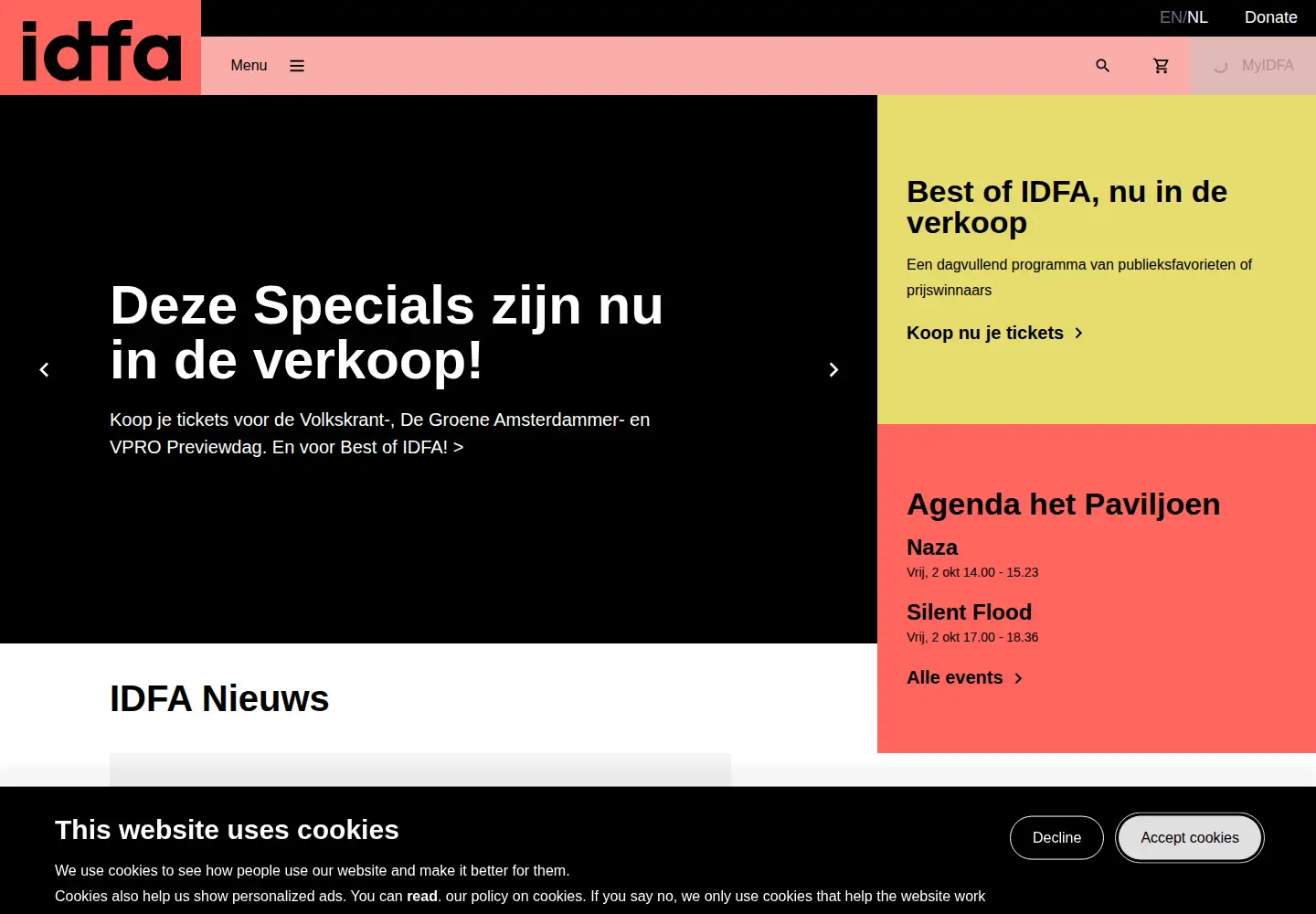 Screenshot of idfa.nl