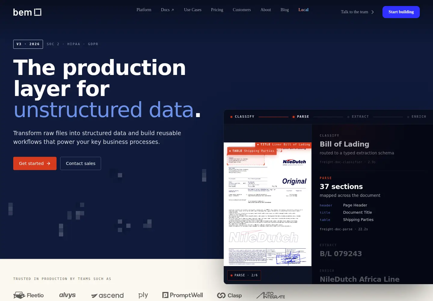 Screenshot of bem.ai