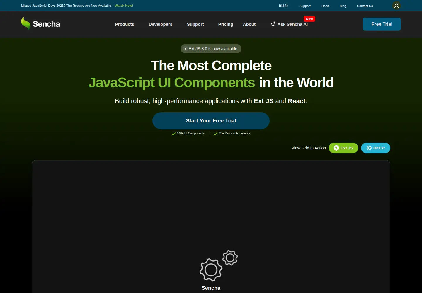 Screenshot of sencha.com