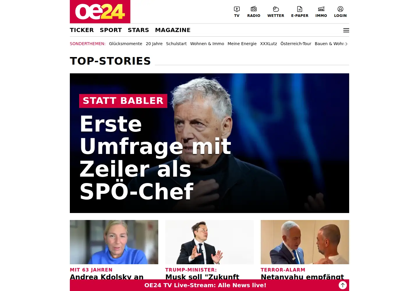 Screenshot of oe24.at