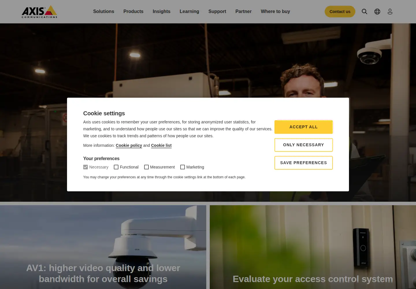 Screenshot of axis.com