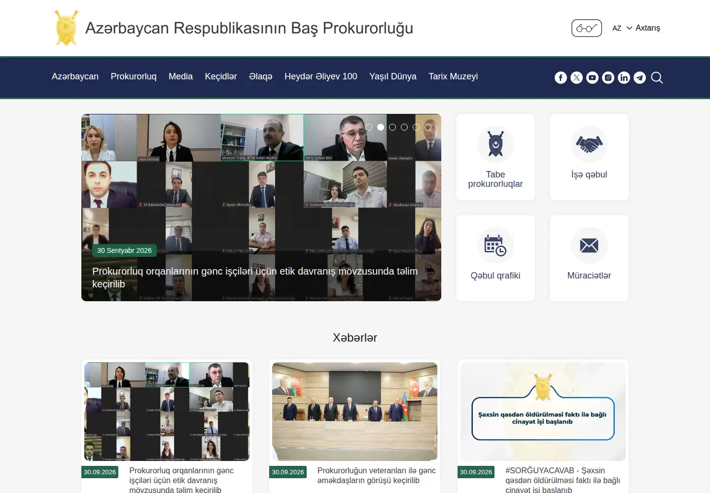 Screenshot of genprosecutor.gov.az