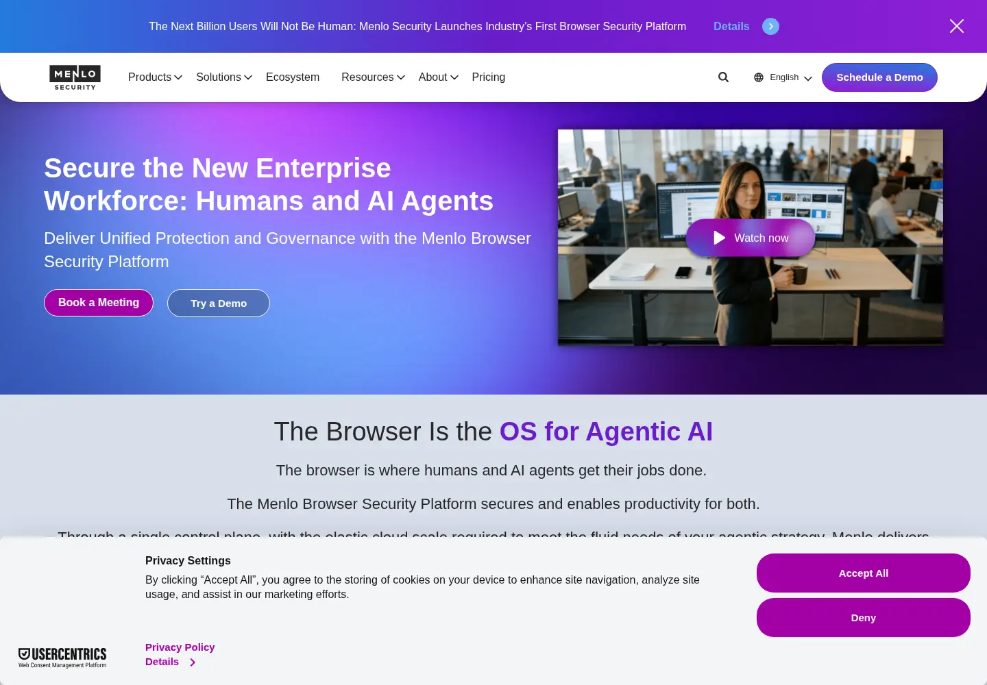 Screenshot of menlosecurity.com