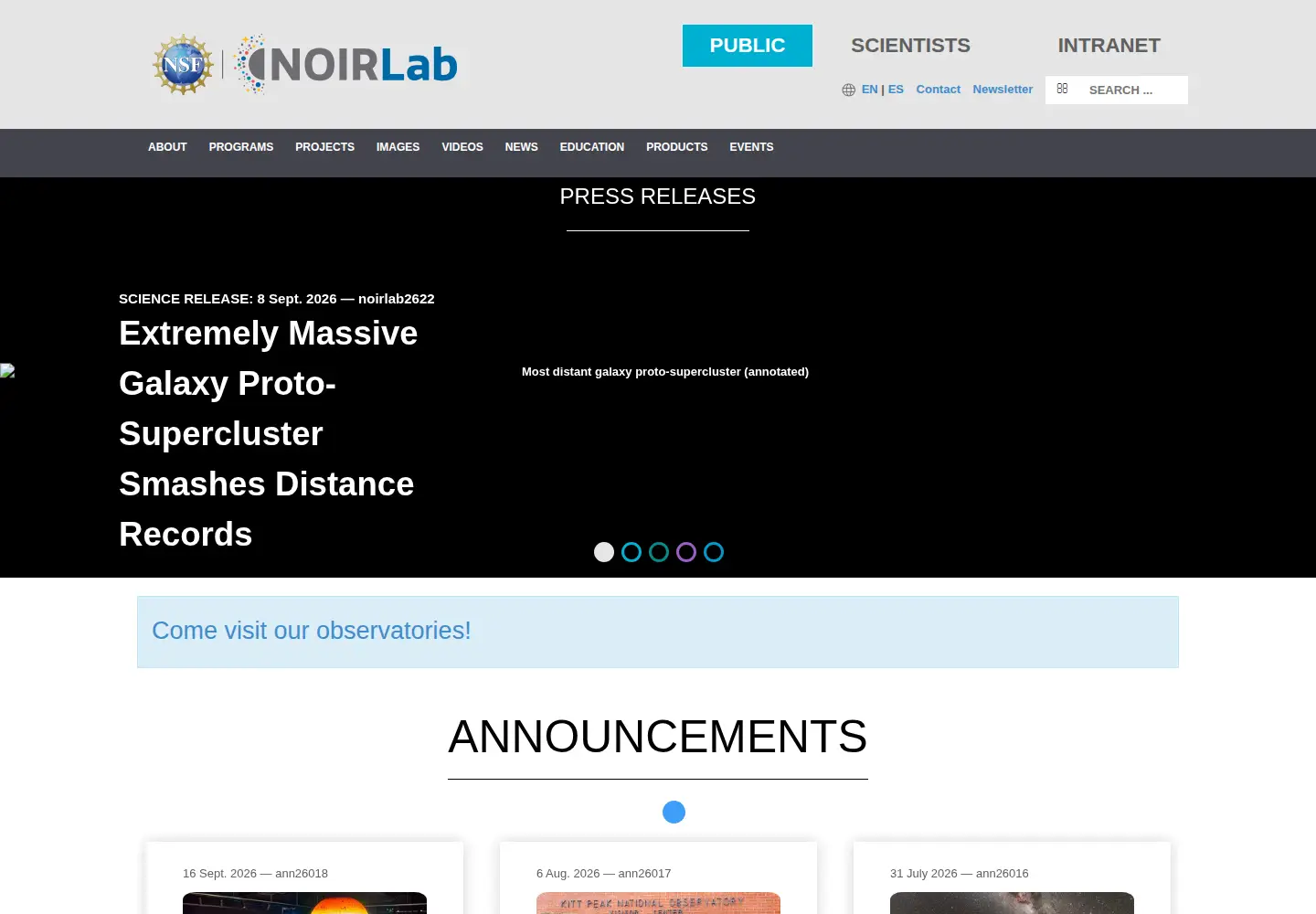 Screenshot of noirlab.edu