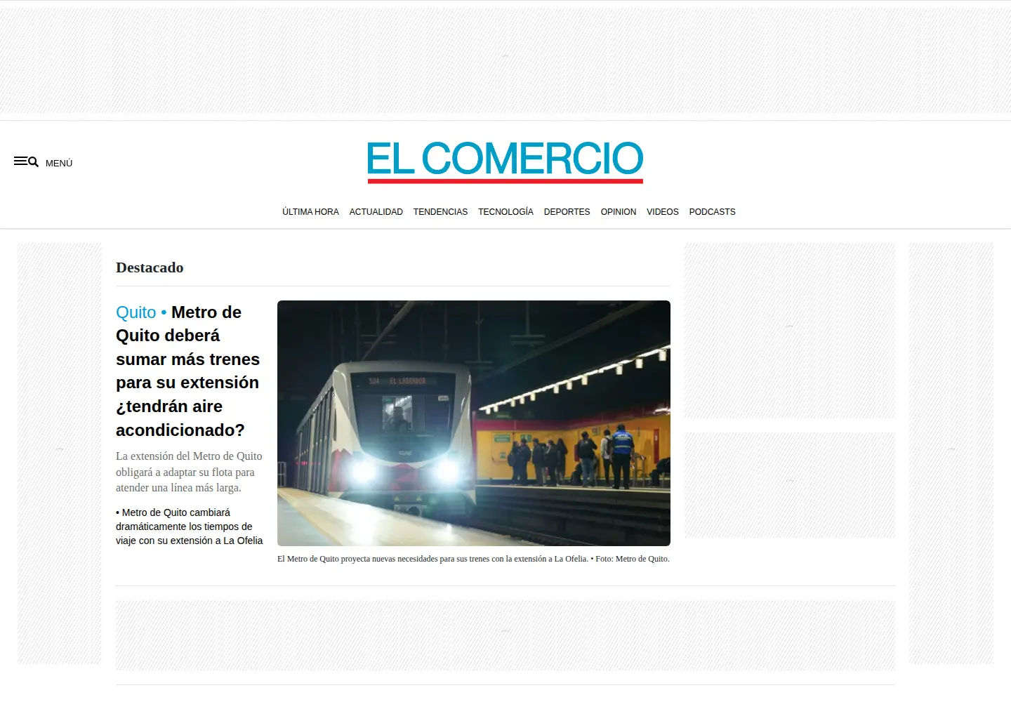Screenshot of elcomercio.com