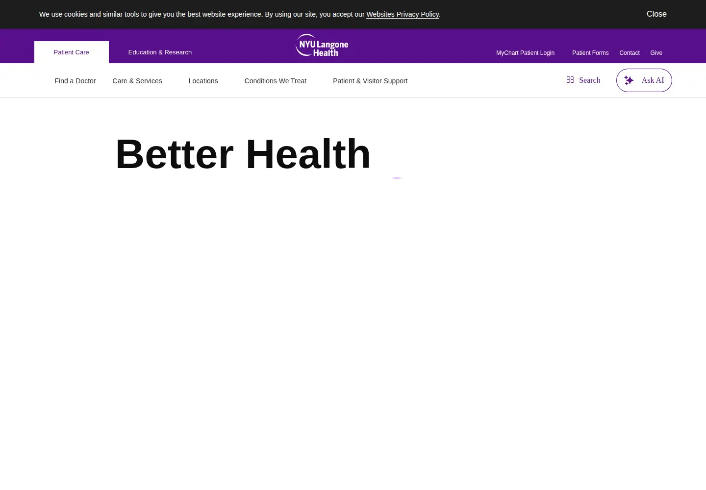 Screenshot of nyulangone.org