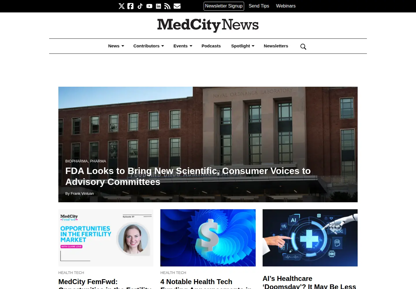 Screenshot of medcitynews.com