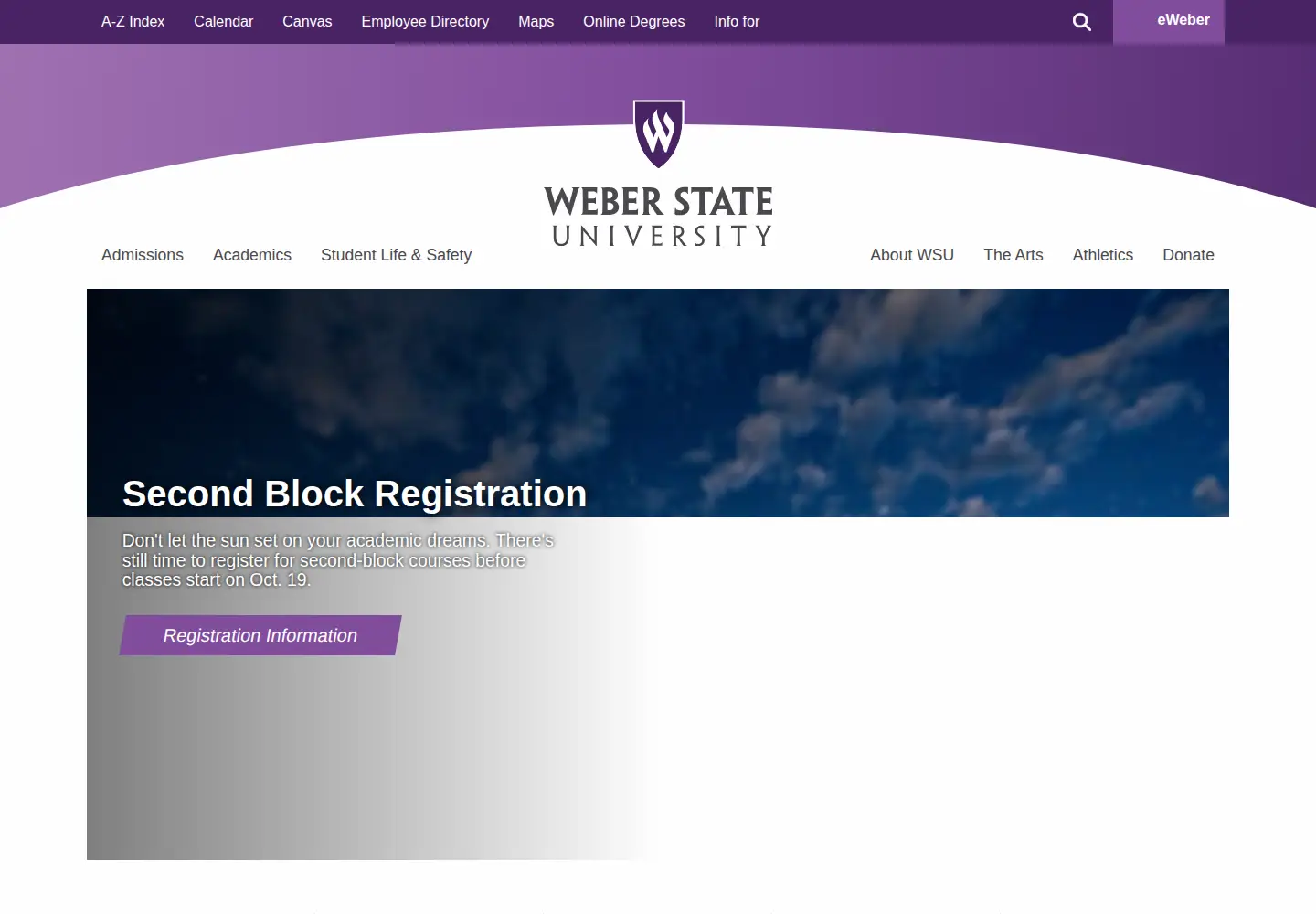 Screenshot of weber.edu