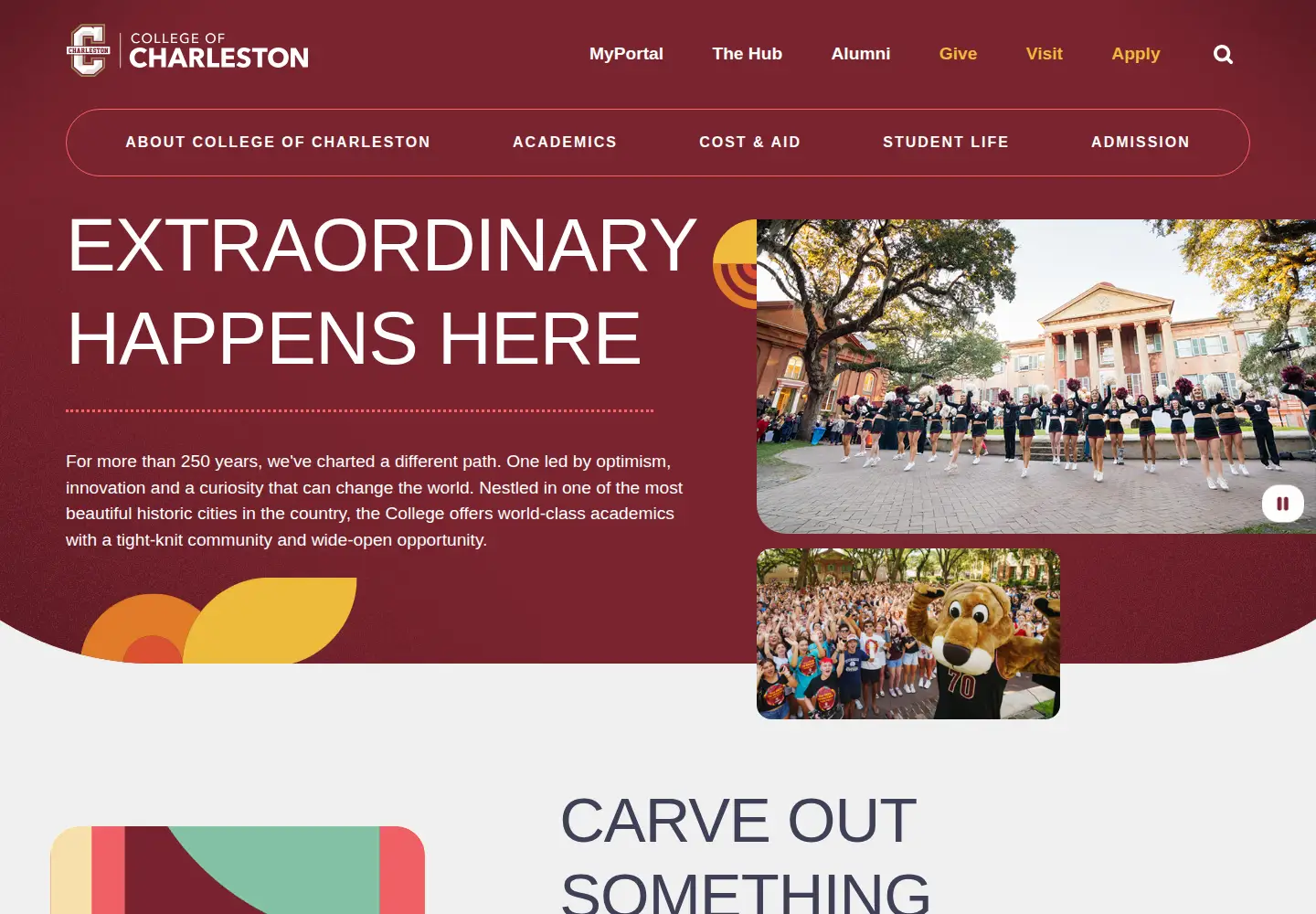 Screenshot of cofc.edu