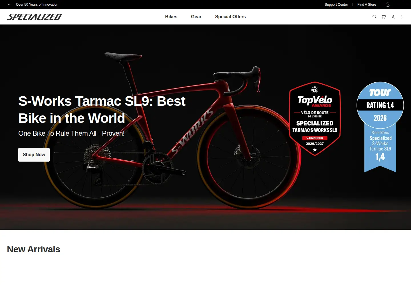 Screenshot of specialized.com