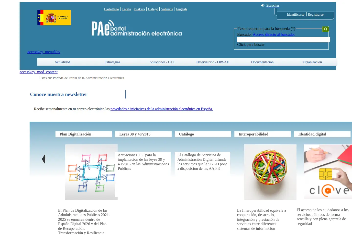 Screenshot of administracionelectronica.gob.es