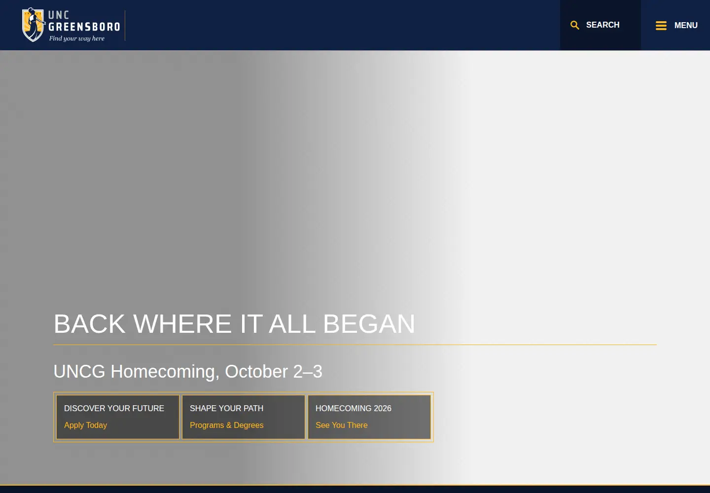 Screenshot of uncg.edu