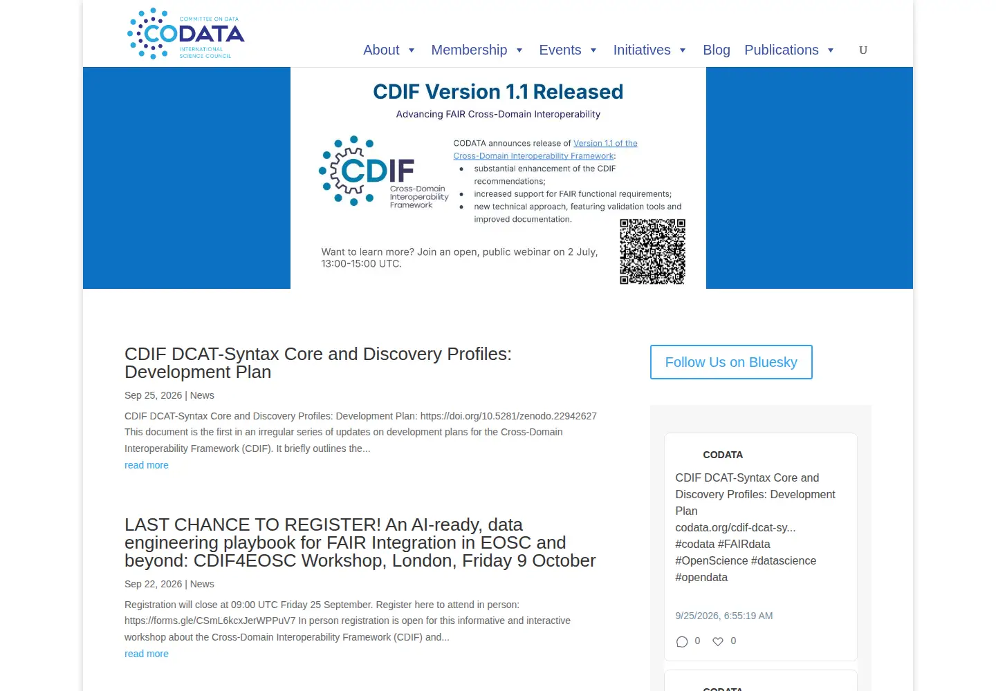 Screenshot of codata.org