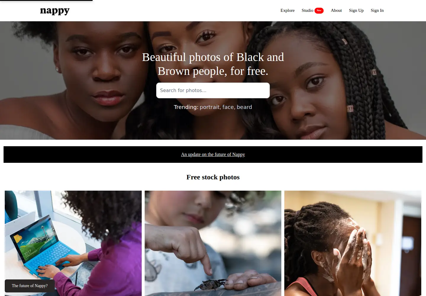 Screenshot of nappy.co