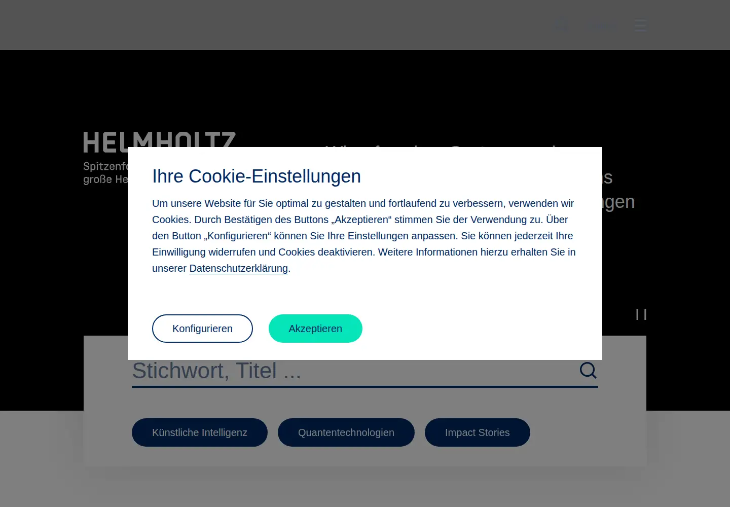 Screenshot of helmholtz.de