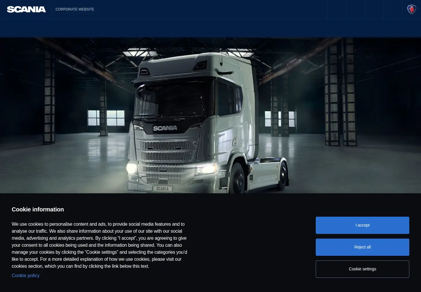 Screenshot of scania.com