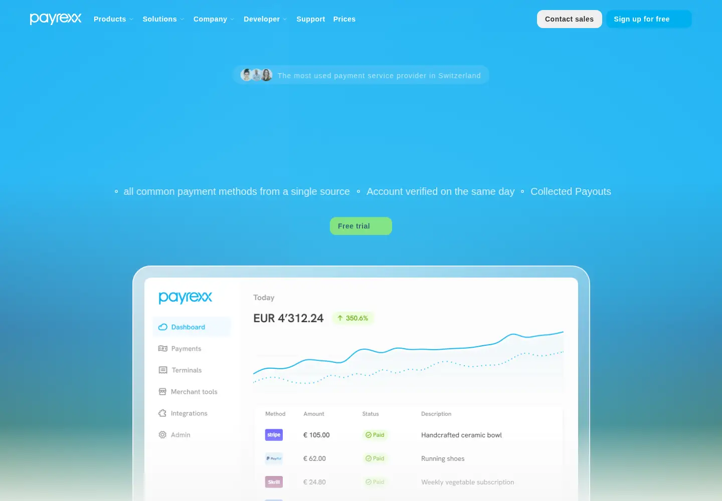 Screenshot of payrexx.com