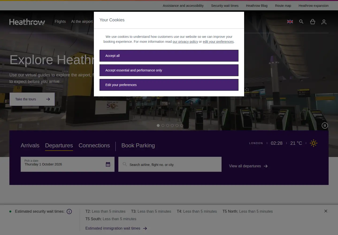 Screenshot of heathrow.com