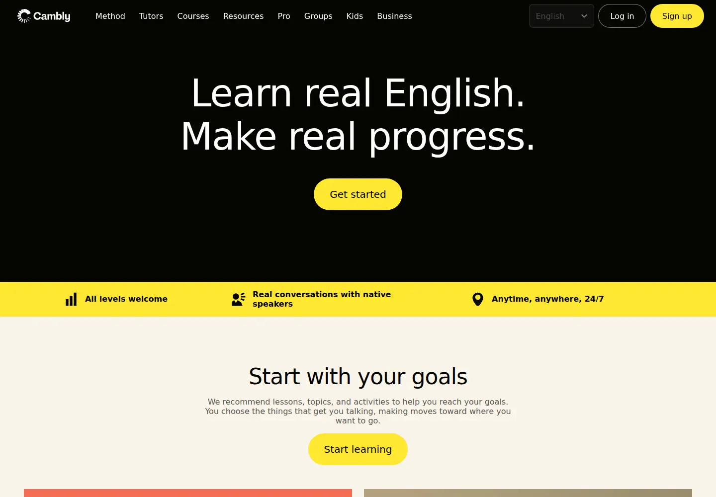 Screenshot of cambly.com