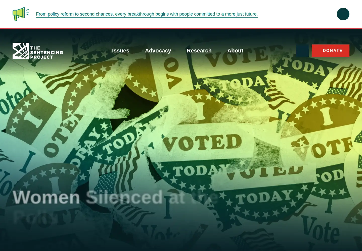Screenshot of sentencingproject.org