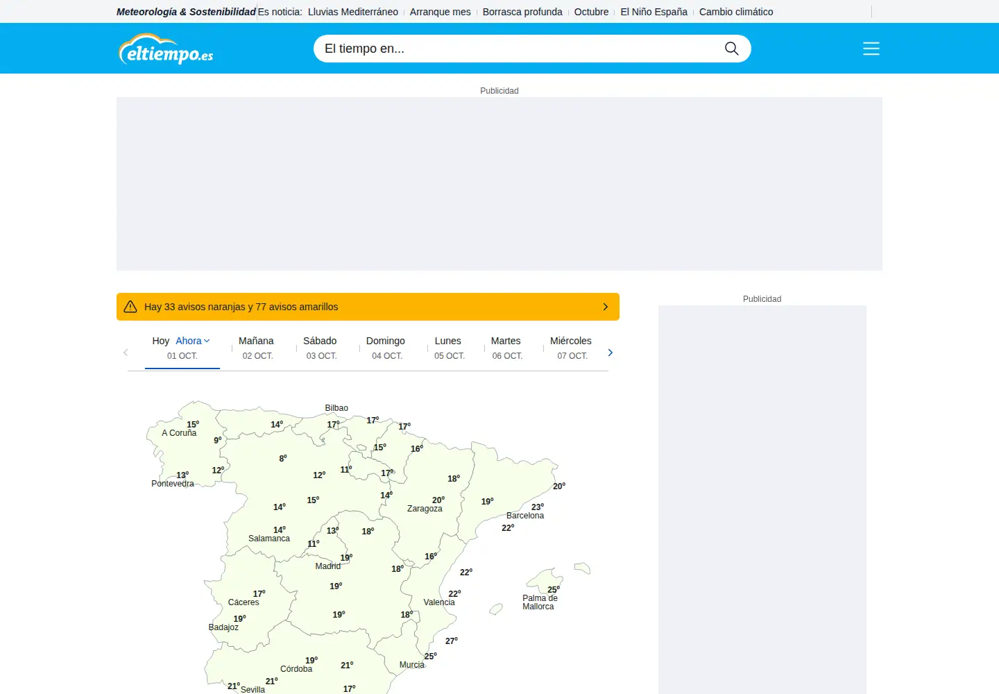 Screenshot of eltiempo.es