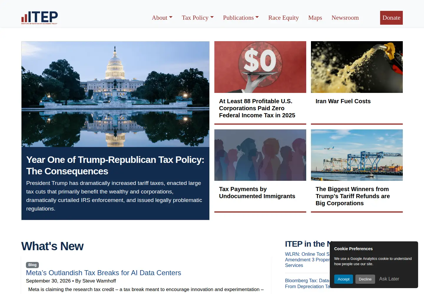 Screenshot of itep.org