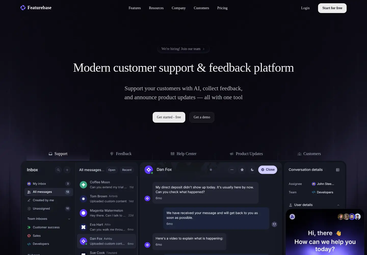 Screenshot of featurebase.app
