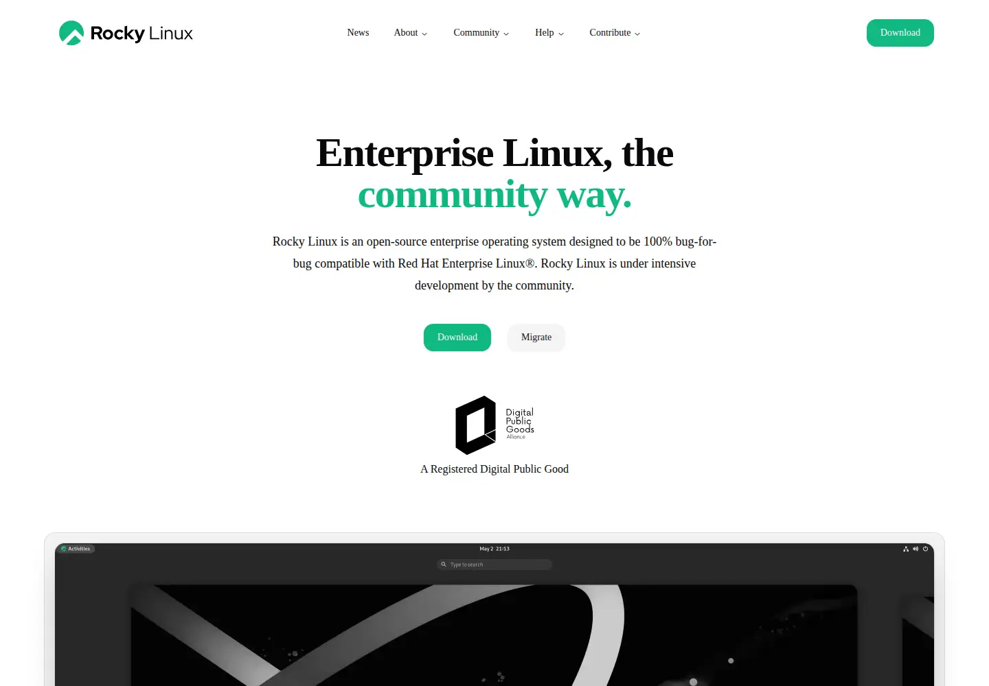Screenshot of rockylinux.org