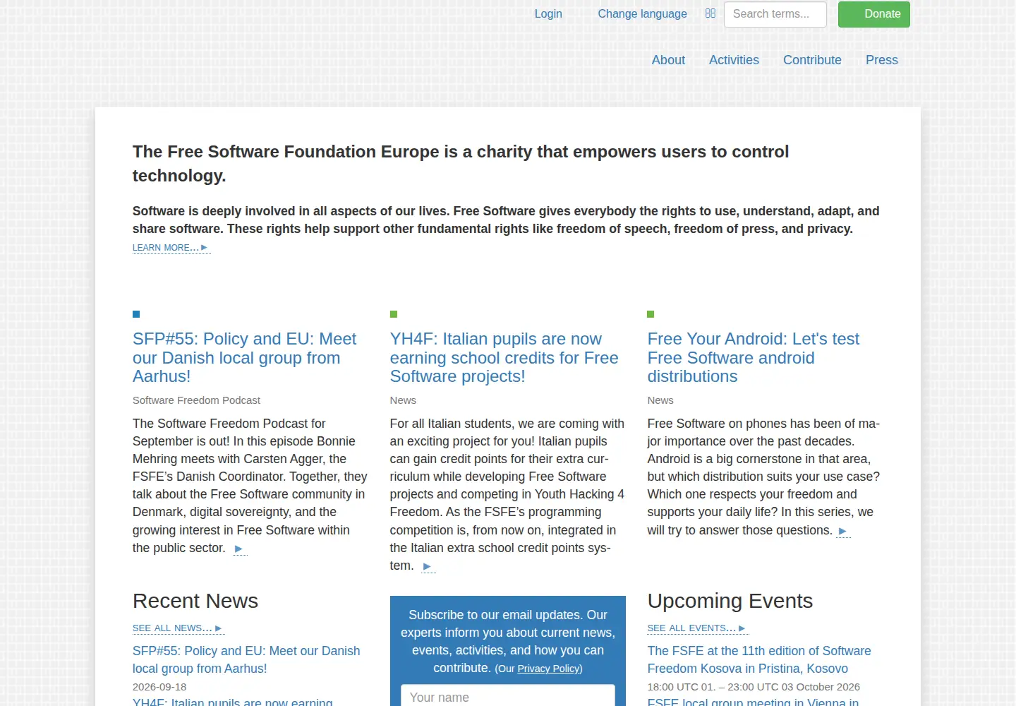Screenshot of fsfe.org