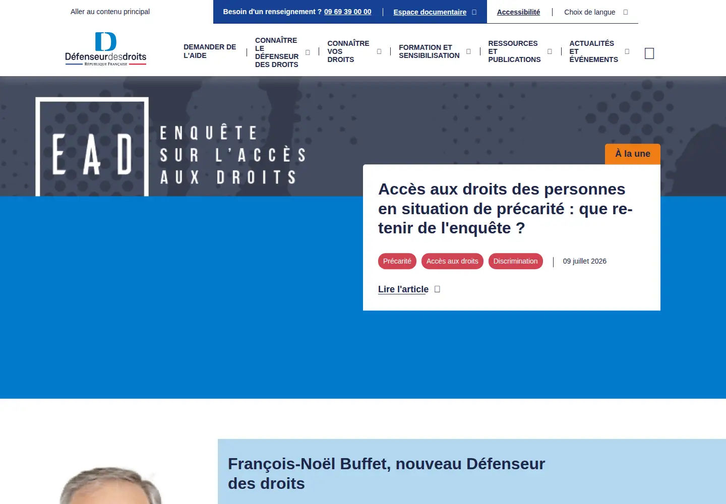 Screenshot of defenseurdesdroits.fr