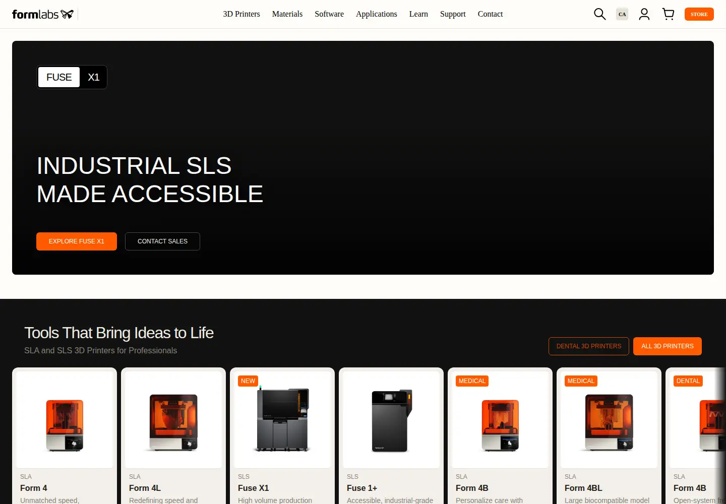 Screenshot of formlabs.com