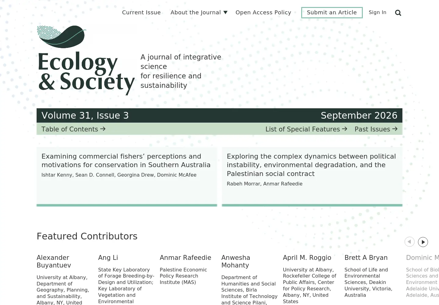 Screenshot of ecologyandsociety.org
