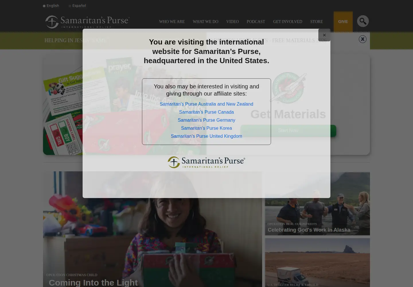 Screenshot of samaritanspurse.org
